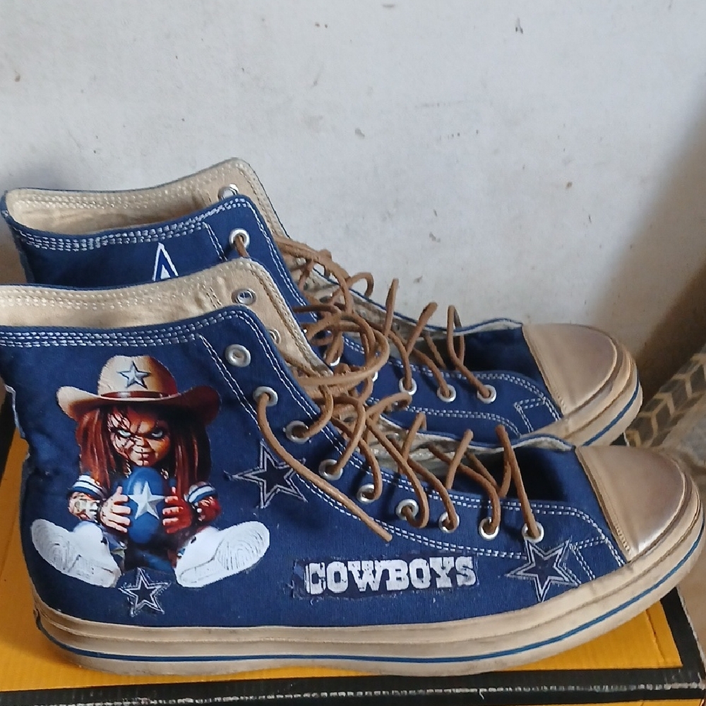 Converse Blue High-Tops with Cowboy Graphic